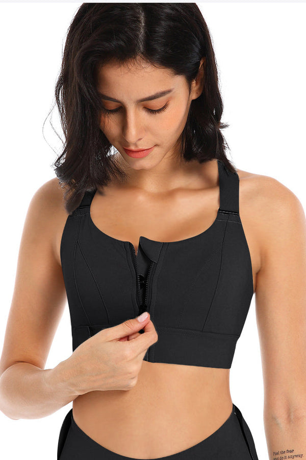High Support Sports BH med Lynlås  –  Black