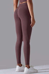 "Bærfarvede leggings – sidevisning med høj talje og fuld længde"

