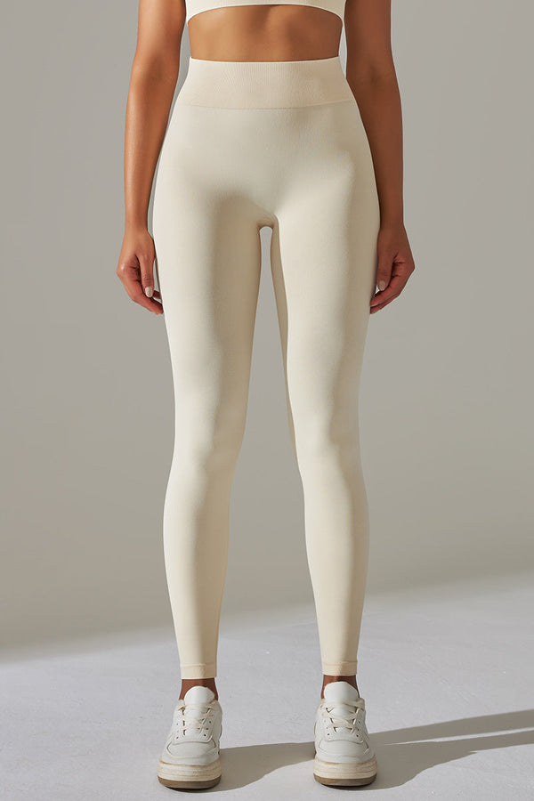 Beige UltraFit Scrunch Tights - cremekolorerede højtaljede leggings