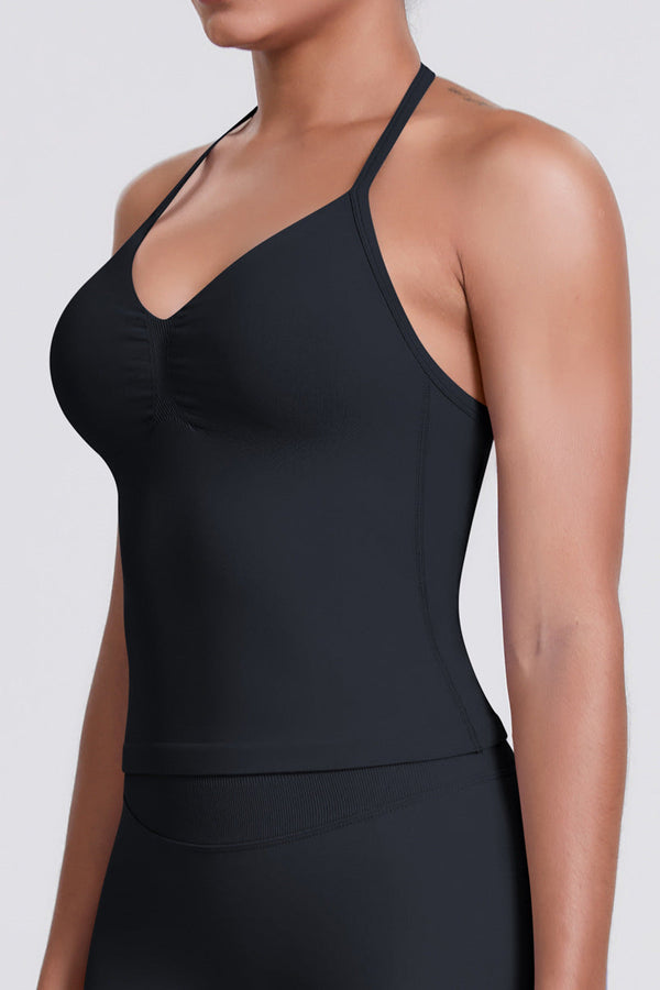 FlexTone Halter Sports Top - Black