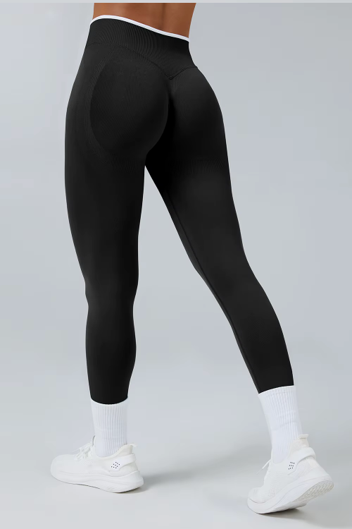 FLOW Tights med Scrunch sort – high waist scrunch tights til yoga og fitness