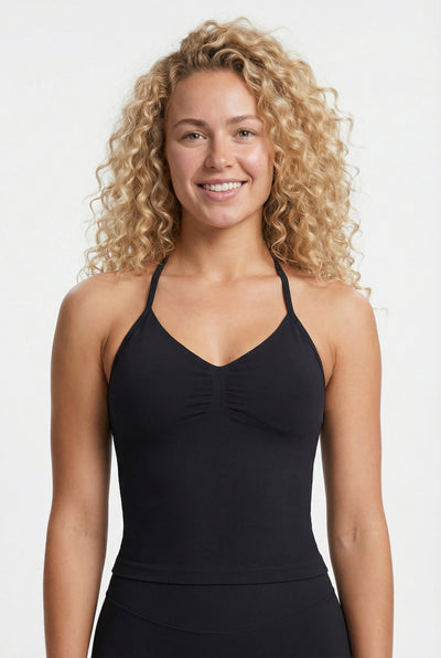 FlexTone Halter Sports Top - Sort