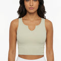 V-Neck Crop Top - Khaki